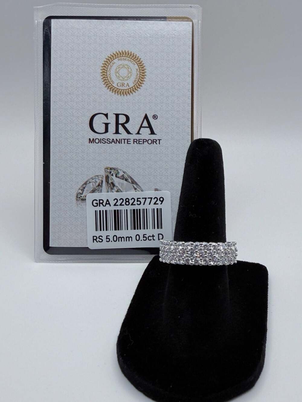 GRA Moissanite Triple Row Eternity Band Ring with Certification Size 6